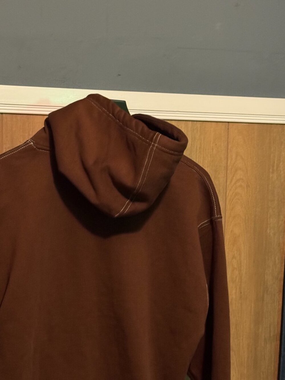 Zara Brown Contrast Stitch Hoodie Sweatshirt NWT Size L - Picture 11 of 12